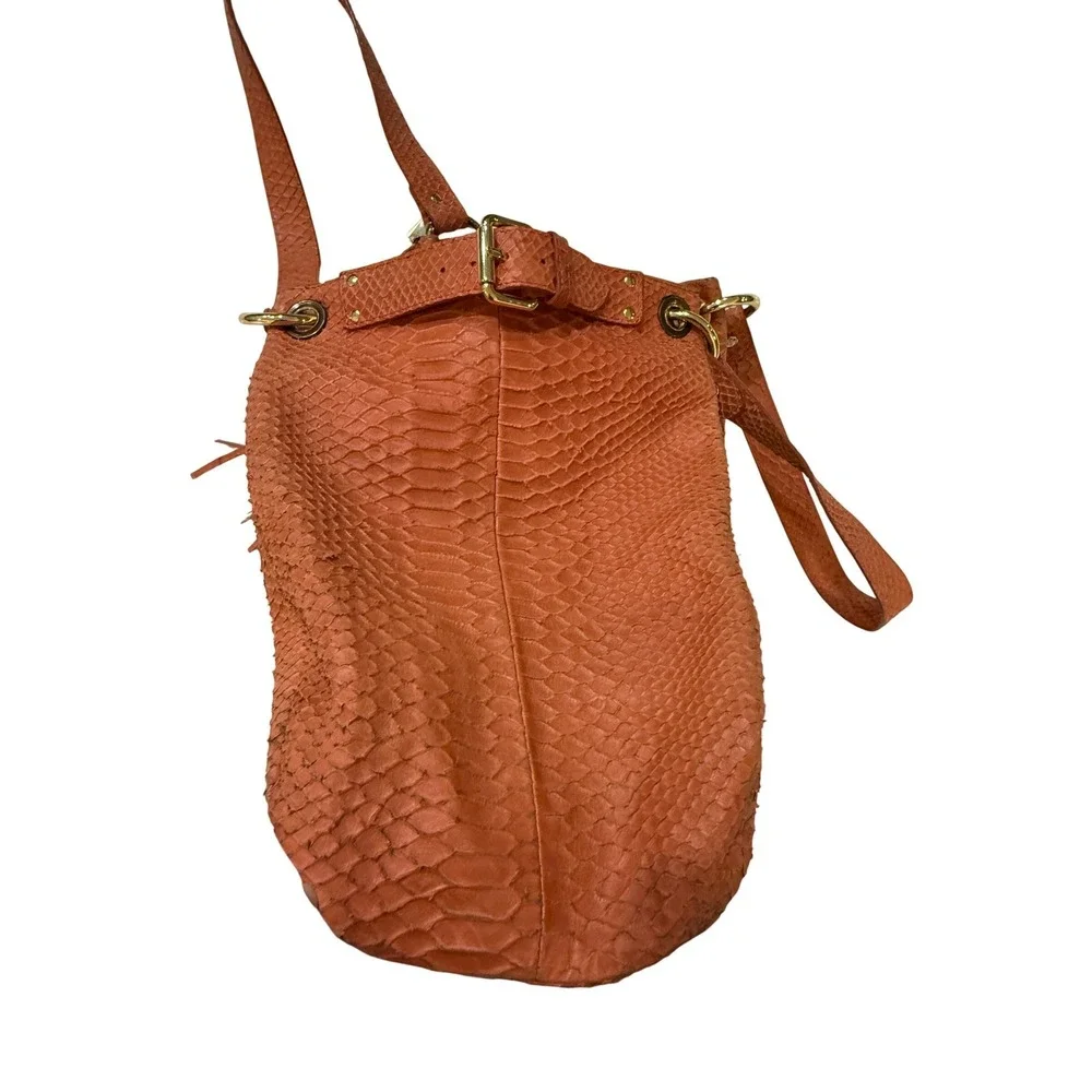 Vintage Y2K Janie Jo Boho Chic Purse Coral Python Textured Tassel Fairy Grunge